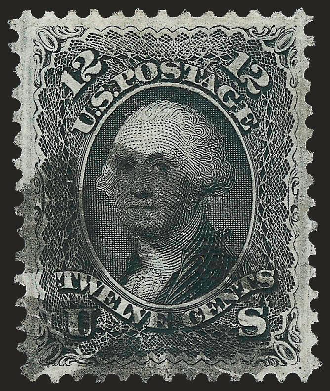 12c Black, F. Grill (97).> Beautiful margins and exceptional centering, circle of wedges cancel, Extremely Fine, with 2008 P.F. certificate (XF 90 SMQ $750.00)