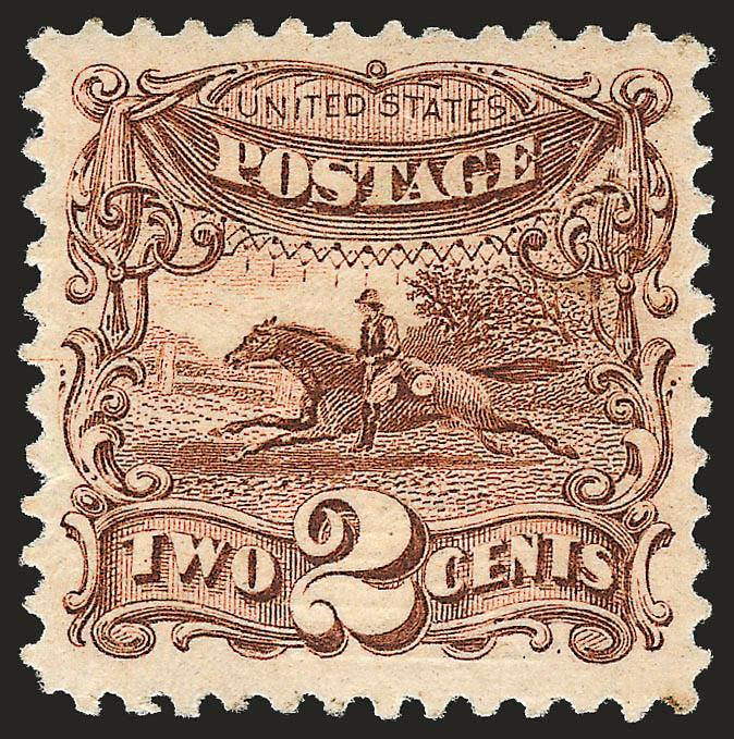 2c Brown (113).> Original gum, barely hinged, wonderfully fresh with bright color, exceptionally well-centered, Very Fine and choice