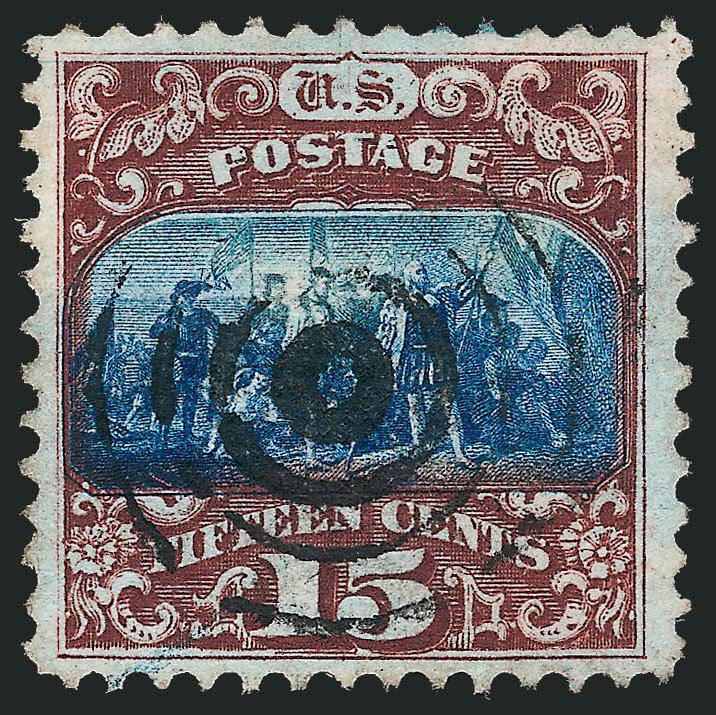15c Dark Brown & Blue, Ty. II (119).> Unusually strong colors, target cancel, Very Fine, with 1980 P.F. and 2008 P.S.E. certificates