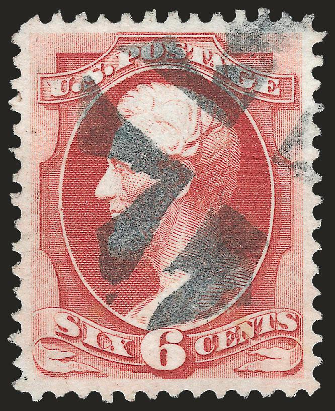 6c Carmine (148).> Rich color on bright paper, neat strike of cork cancel, wide and balanced margins, Extremely Fine Gem, with 2008 P.S.E. certificate (XF-Superb 95 SMQ $425.00), only two have graded higher to
date and only four others share this gr
