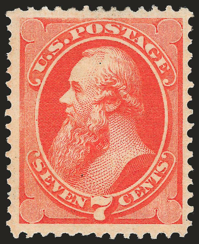 7c Orange Vermilion (160).> Original gum, only the barest trace of hinging, very attractive centering with incredibly vivid color, Very Fine and choice, with 1983 and 2006 P.F. certificates (VF-XF 85 SMQ
$2,400.00)