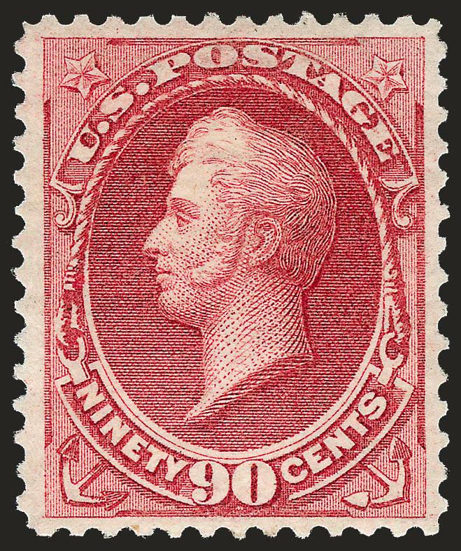 90c Rose Carmine (166).> Original gum, slight disturbance from removal of large hinge, bright shade, exceptionally well-centered, Very Fine and choice
