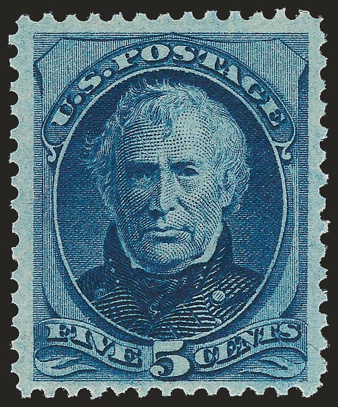 5c Blue (179). Mint N.H.,> deep rich color and proof-like impression, enormous margins on three sides<><>^VERY FINE AND CHOICE. A RARE HIGH-GRADE MINT NEVER-HINGED 1875 5-CENT TAYLOR PRINTED BY CONTINENTAL BANK
NOTE COMPANY.^<><>Although large mu