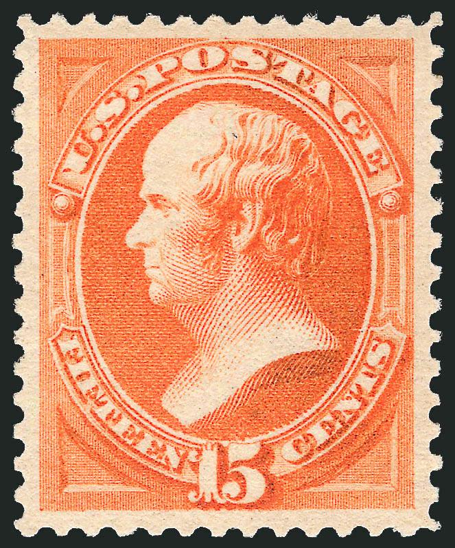 15c Red Orange (189).> Original gum, lightly hinged, vibrant color, wide and balanced margins, Extremely Fine, with 2005 P.S.E. certificate (OGph, XF-Superb 95 SMQ $1,400.00), only one hinged and three Mint
N.H. have graded higher to date