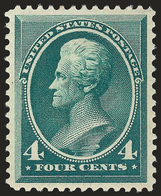 4c Blue Green (211).> Original gum, lightly hinged, deep rich color, mathematically perfect centering with wide margins<><>^EXTREMELY FINE GEM. THIS STAMP HAS BEEN GRADED SUPERB 98 BY P.S.E. -- THIS IS THE
HIGHEST GRADE AWARDED TO DATE IN ANY CATEG