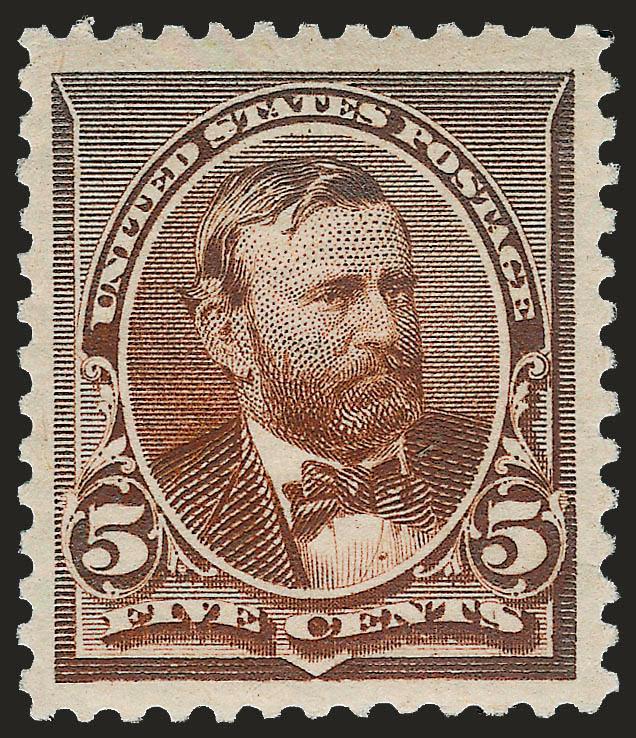 5c Chocolate (223).> Mint N.H., Jumbo margins all around, bright paper, Extremely Fine, a beautiful stamp, with 1999 P.F. and 2007 P.S.E. certificates (XF 90 Jumbo SMQ $1,000.00 as 90, $3,300.00 as 95)