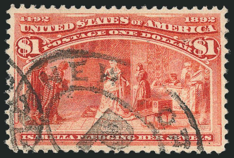 $1.00 Columbian (241).> Well-centered, New York double oval cancel, Extremely Fine