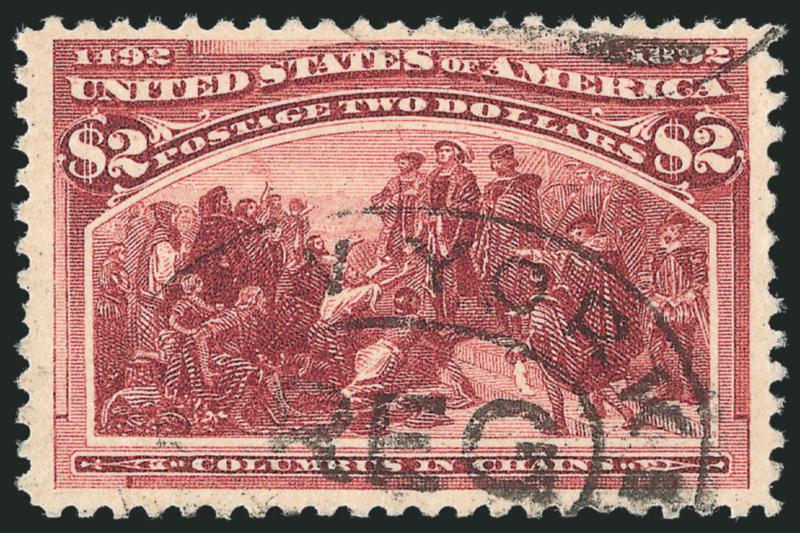 $2.00 Columbian (242).> Well-centered, light registry oval cancel, Very Fine, with 1992 P.F. and 2005 P.S.E. certificates (VF 80 SMQ $700.00)
