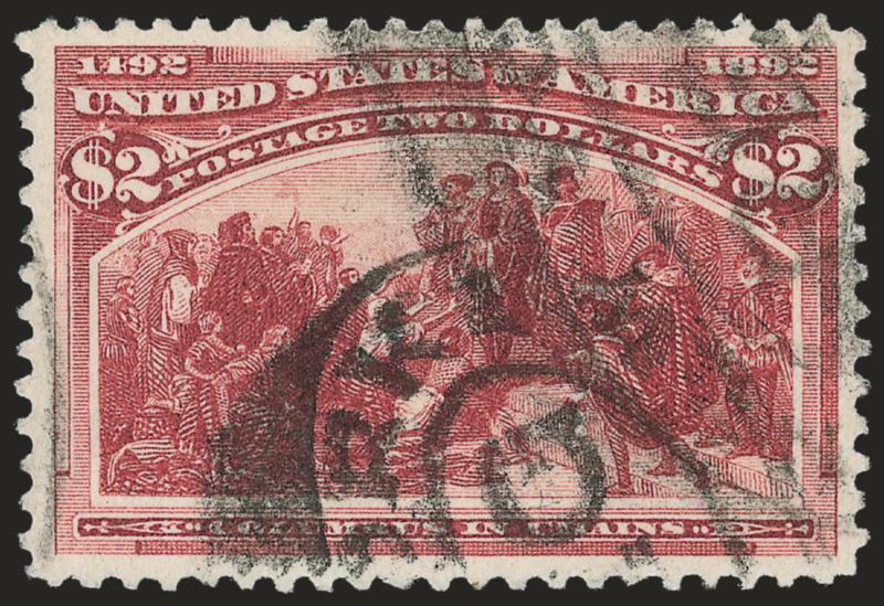 $2.00 Columbian (242).> Almost perfectly centered, rich color, oval registry cancel, Very Fine and choice, with 2007 P.F. certificate (VF-XF 85 SMQ $980.00)