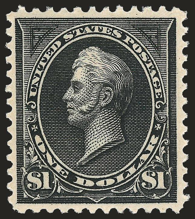 $1.00 Black, Ty. II (261A).> Mint N.H., intense shade and impression on bright paper, choice centering with balanced margins<><>^EXTREMELY FINE. A SUPERB MINT NEVER-HINGED EXAMPLE OF THE 1894 $1.00
UNWATERMARKED TYPE II BUREAU ISSUE.^<><>Collecto