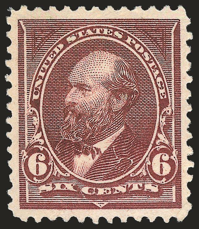 6c Dull Brown (271).> Mint N.H., rich color and detailed impression on bright paper, wide and balanced margins<><>^EXTREMELY FINE GEM. A SUPERB MINT NEVER-HINGED EXAMPLE OF THE 1895 6-CENT WATERMARKED BUREAU
ISSUE.^<><>With 1998 P.F. and 2006 P.S