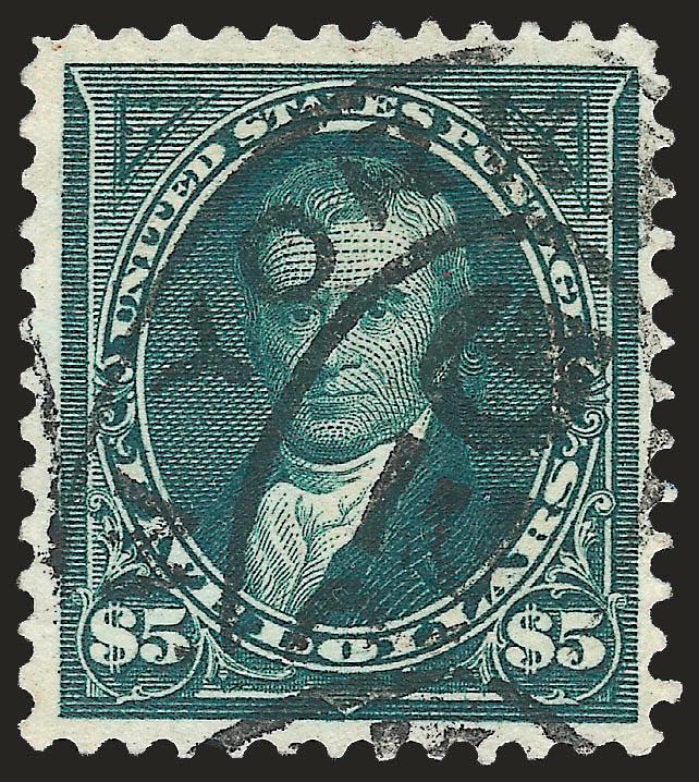 $5.00 Dark Green (278).> Deep rich color, bold registry oval cancel, Very Fine, with 2008 P.S.E. certificate