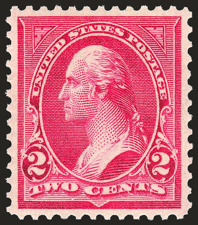 2c Rose Carmine, Ty. IV (279Bc).> Mint N.H., radiant color as fresh as the day it was printed, crisp paper, perfectly centered with unusually wide margins all around, long and full perforations<><>^EXTREMELY
FINE GEM. THIS MAGNIFICENT MINT NEVER-HI