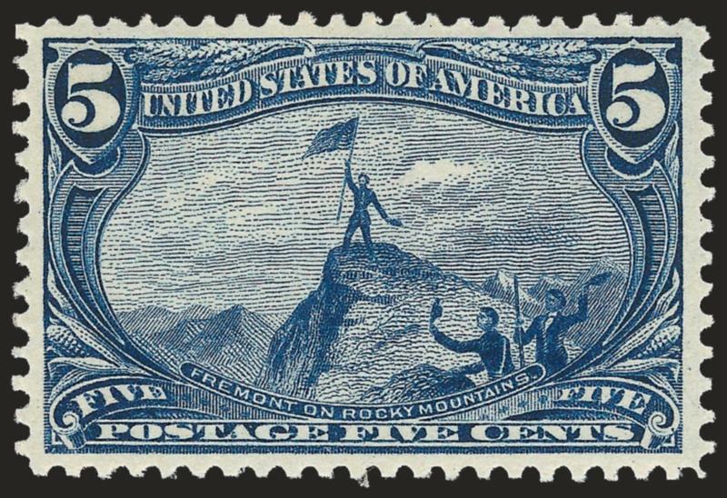 5c Trans-Mississippi (288).> Mint N.H., attractive margins and centering, sharp color and impression, Extremely Fine, with 2005 P.F. and 2006 P.S.E. certificates (XF 90 SMQ $1,250.00)