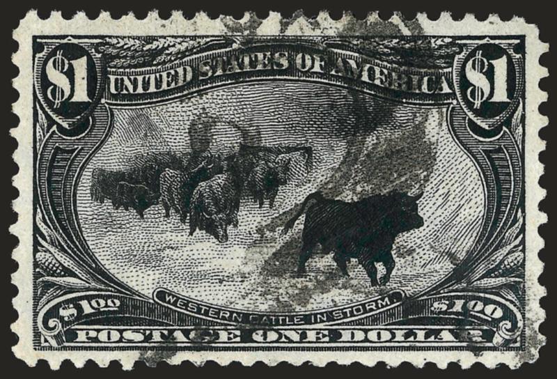 $1.00 Trans-Mississippi (292).> Wide margins and nicely centered, intense shade on white paper, oval registry cancel, Very Fine and choice, with 2008 P.F. certificate (VF-XF 85 SMQ $950.00)