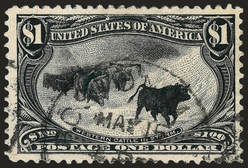 $1.00 Trans-Mississippi (292).> Wide margins, strong intense color, circular datestamp, Very Fine