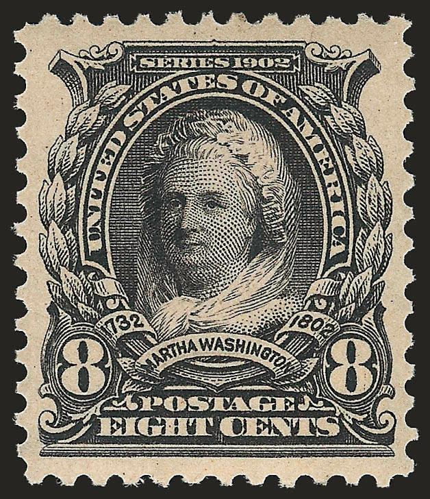 8c Violet Black (306).> Mint N.H., uncharacteristically wide margins and near perfect centering, intense shade, clear impression, Extremely Fine Gem, with 2007 P.S.E. certificate (XF-Superb 95 SMQ $1,250.00),
only six have graded higher to date