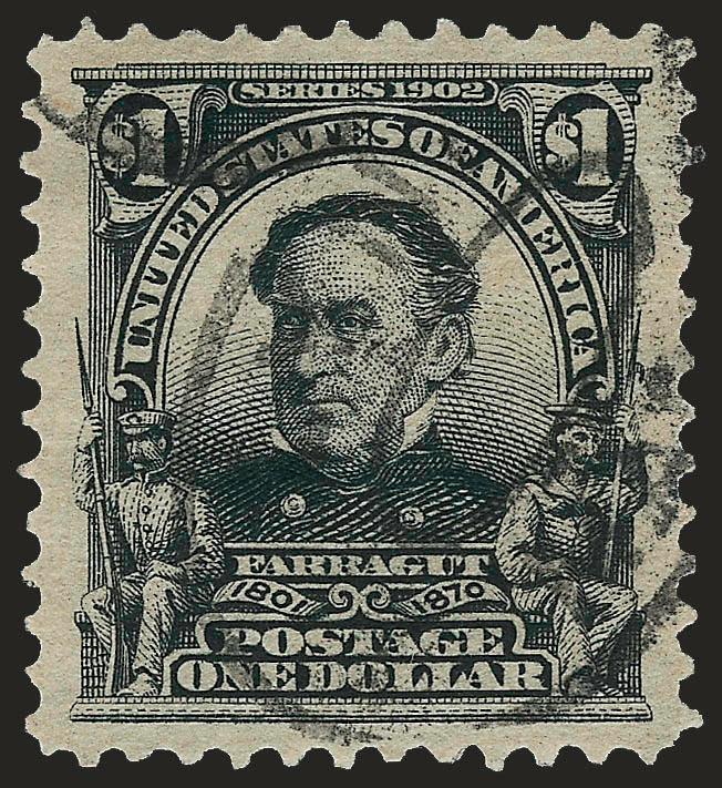 $1.00 Black (311).> Bold registry oval cancel, exceptionally well-centered with Jumbo margins all around, Extremely Fine Gem, a beautiful stamp, with 2008 P.S.E. certificate (XF-Superb 95 Jumbo SMQ $700.00 as
95, $1,400.00 as 98)
