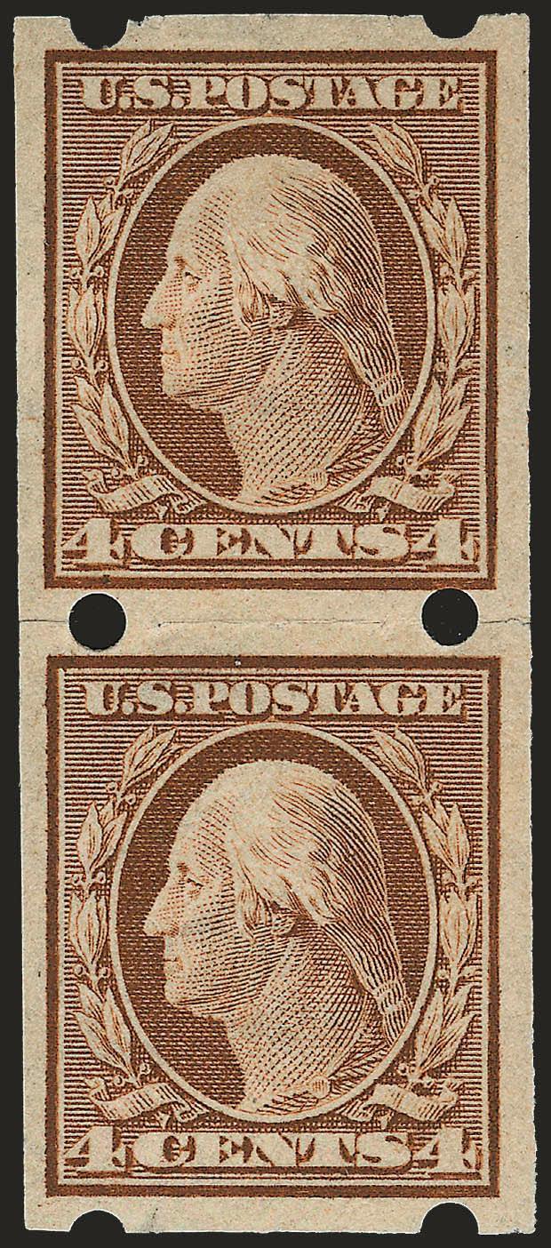 1c-4c 1908-09 Issue, Brinkerhoff Ty. II, IIa (343, 346).> Pairs, 2c one of each type, 4c is Ty. IIa, Very Fine and choice, No. 343 Ty. IIa with 2002 P.S.E. certificate, No. 346 with 2001 P.F.
certificate