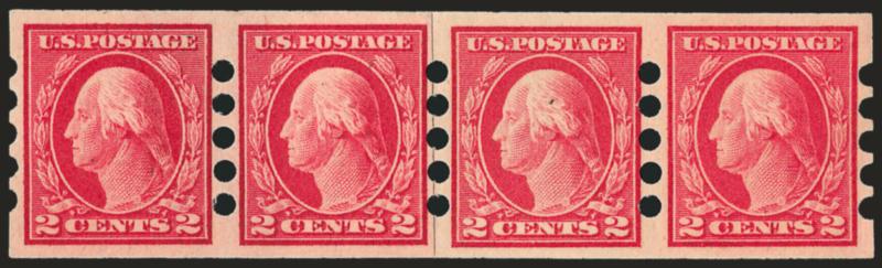 2c Carmine, Mailometer Ty. IV (482).> Mint N.H. paste-up strip of four, Extremely Fine, with 1992 P.S.E. certificate