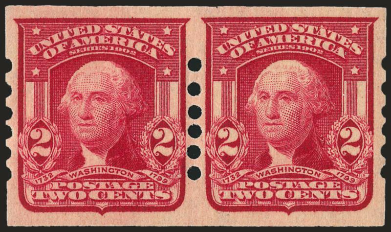 2c Lake, Schermack Ty. II (320a).> Pair, lightly hinged, Extremely Fine, with 1998 P.F. certificate