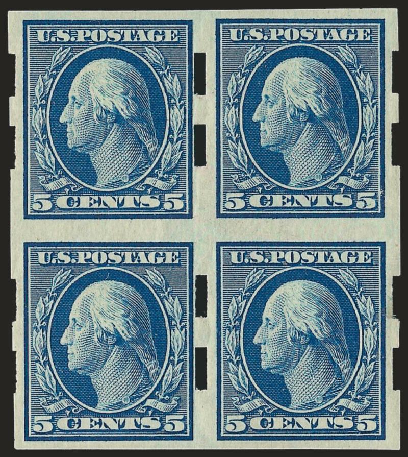 3c-5c 1908-09 Issue, Schermack Ty. III (345-347).> Blocks of four, 4c Mint N.H., Fine-Very Fine, scarce