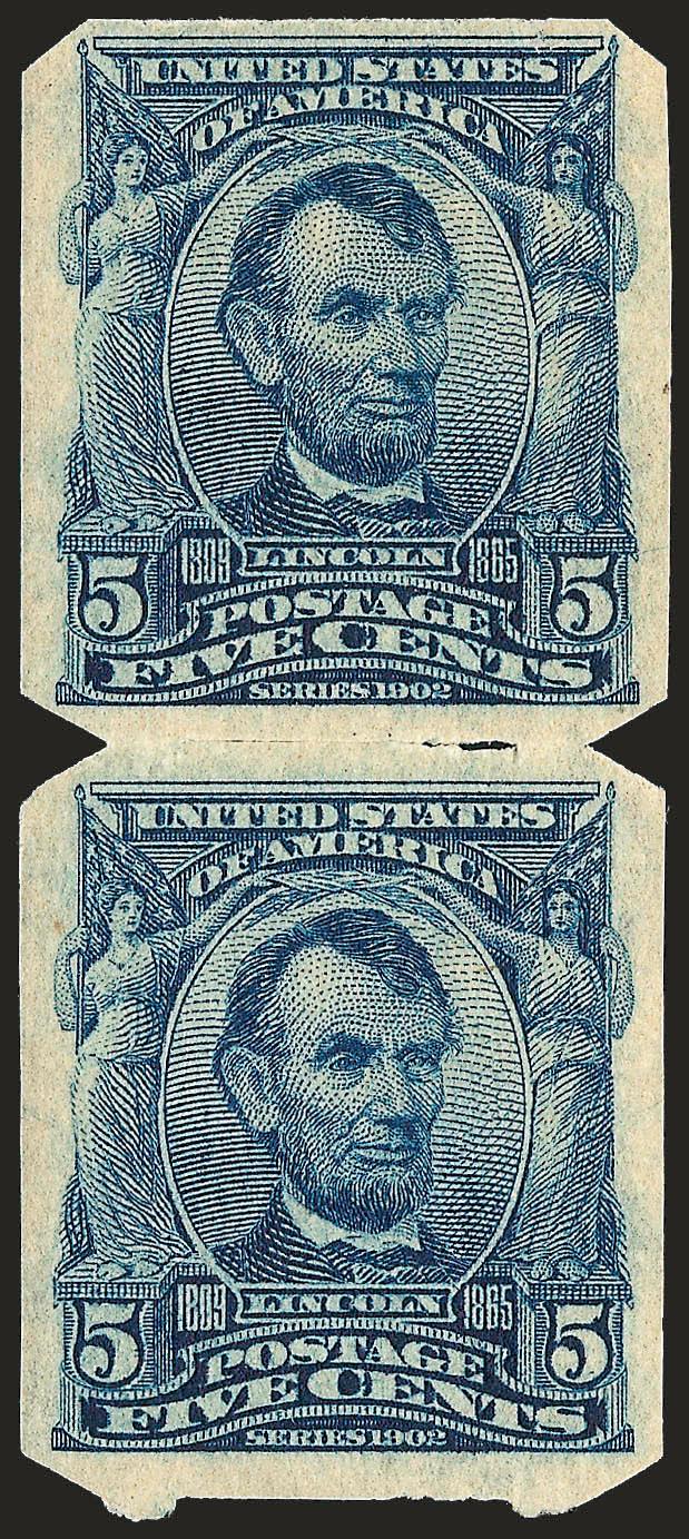 5c Blue, U.S. Automatic Vending Co. Ty. I (315).> Pair, top stamp lightly hinged, bottom Mint N.H., Very Fine and choice, exceptionally nice example with 1999 P.F. certificate