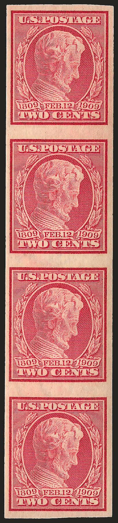 2c Lincoln, Imperforate Coil (368V).> Mint N.H. strip of four, Very Fine, with 1997 A.P.S. certificate