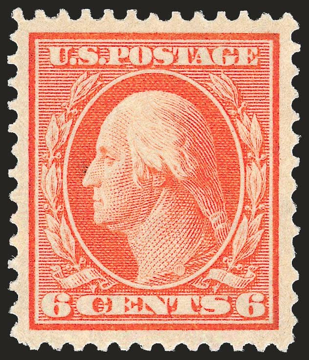 6c Red Orange (336).> Mint N.H., intense shade and impression, wide and balanced margins, Extremely Fine Gem, with 1995 P.F. and 2007 P.S.E. certificates (XF-Superb 95 SMQ $1,750.00), only four have graded
higher to date