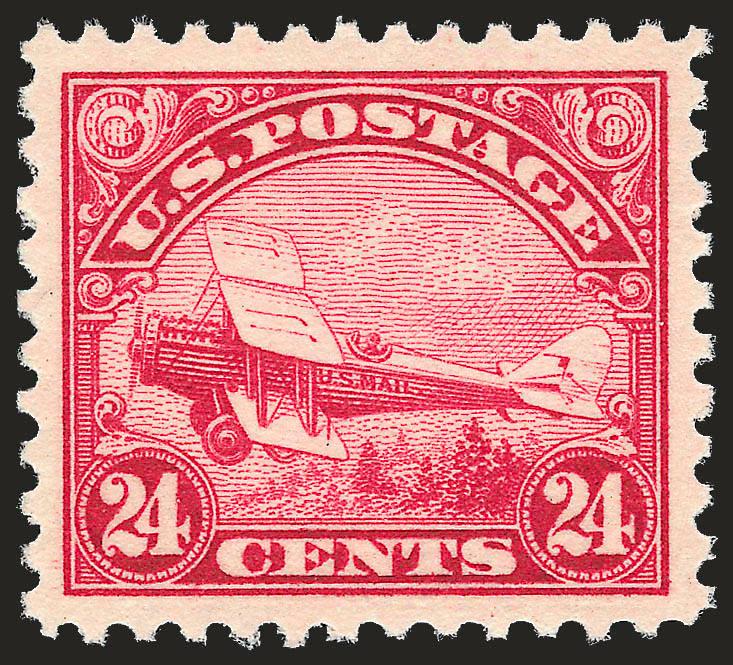 24c Carmine, 1923 Air Post (C6).> Mint N.H., wide margins and near perfect centering, fresh, vivid color, Extremely Fine Gem, with 2008 P.S.E. certificate (XF-Superb 95 SMQ $660.00)