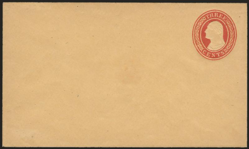 3c Red on Buff entire, Die I (U2).> Unused, insignificant stain speck at center is almost unnoticeable, fresh and Very Fine