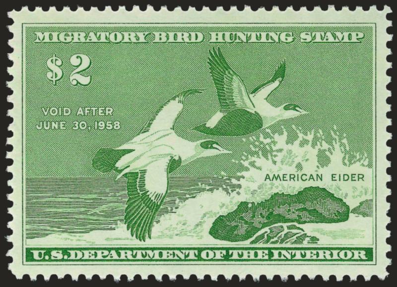 $2.00 1957 Hunting Permit (RW24).> Mint N.H., Jumbo margins, Extremely Fine Gem, plate no. selvage accompanies, with 2008 P.S.E. certificate (XF-Superb 95 Jumbo SMQ $310.00)
