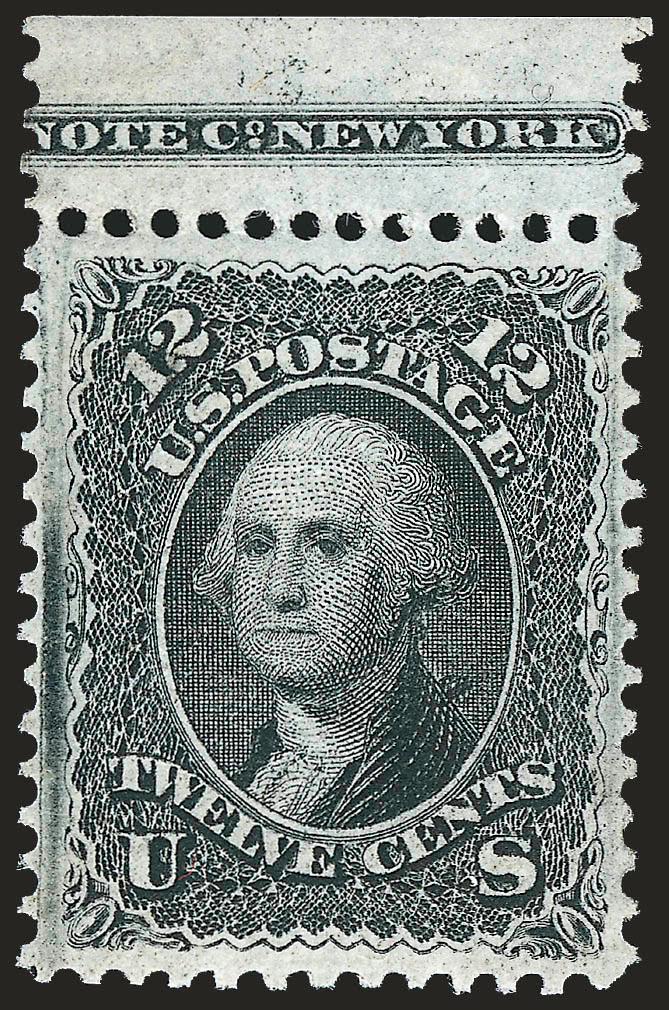 12c Black, F. Grill (97).> With <part imprint at top,> original gum, lightly hinged, intense shade and remarkably detailed impression which shows every nuance of the detailed engraving, unusually choice
centering with wide and balanced margins, long
