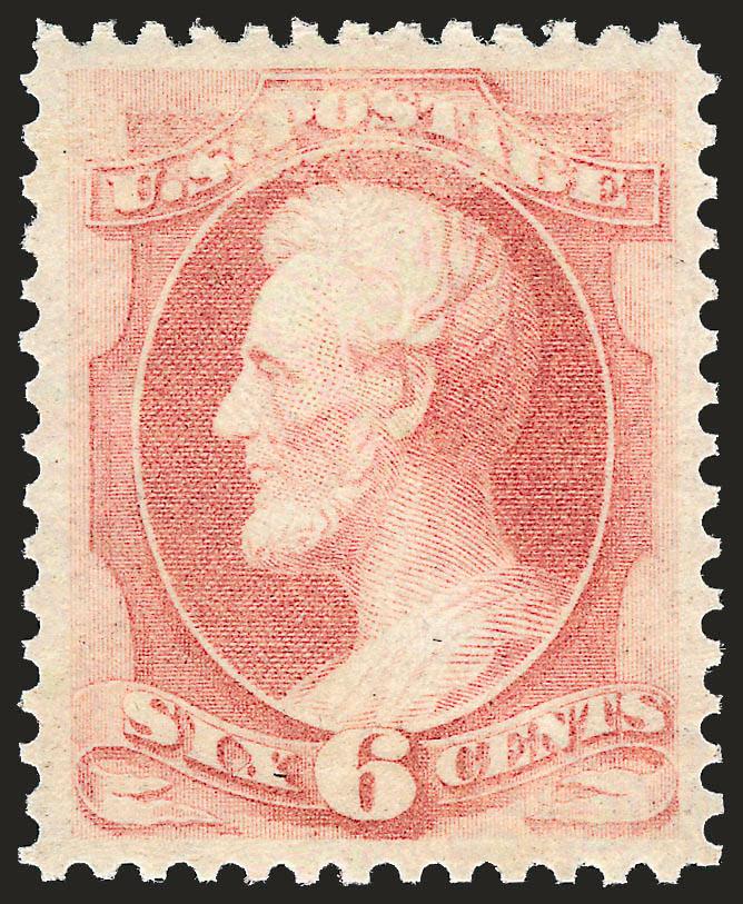6c Dull Pink (159). Mint N.H.,> brilliant color, slightly dry print at top, almost perfectly centered with well-proportioned margins<><>^EXTREMELY FINE GEM. A SUPERB MINT NEVER-HINGED EXAMPLE OF THE 1873
CONTINENTAL BANK NOTE COMPANY ISSUE. A STUNN