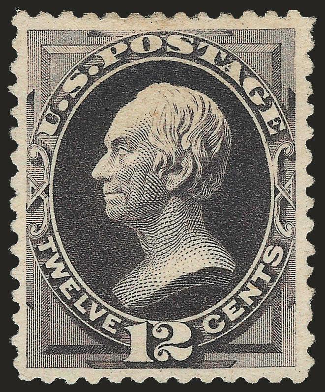 12c Blackish Purple, Special Printing (198).> Without gum as issued, deep rich color and proof-like impression, beautiful centering with wide margins<><>^EXTREMELY FINE. A STUNNING EXAMPLE OF THE 12-CENT 1880
AMERICAN BANK NOTE COMPANY SPECIAL PRIN