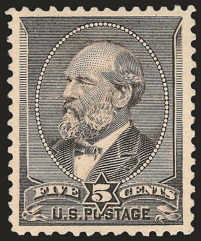 5c Gray Brown, Special Printing (205C).> Without gum as issued, deep rich color and proof-like impression, beautifully centered<><>^EXTREMELY FINE. THE 5-CENT GARFIELD IS ONE OF THE RAREST OF THE SPECIAL
PRINTINGS. THIS SUPERB EXAMPLE IS ONE OF 21