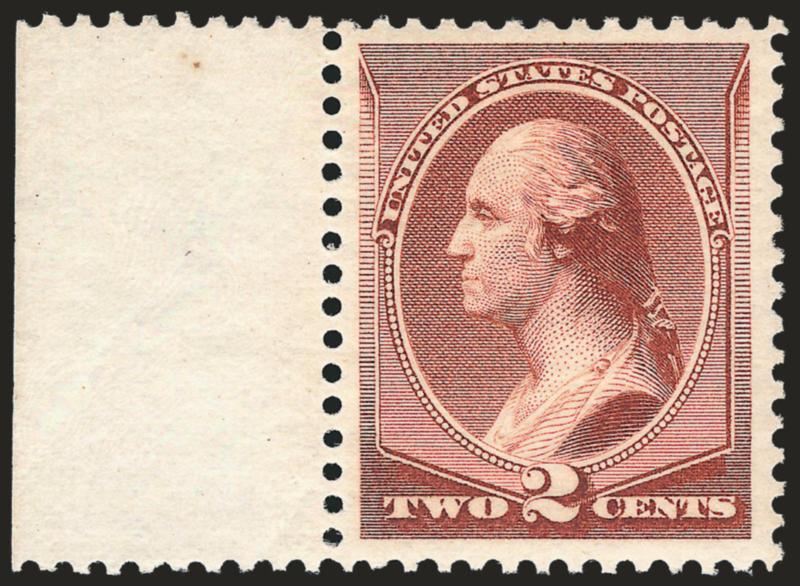 2c Pale Red Brown, Special Printing (211B).> Mint N.H., with left sheet selvage, wide margins, bright shade, fresh and Extremely Fine, with 1987 P.F. certificate