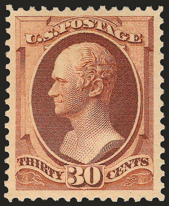 30c Orange Brown (217).> Mint N.H., brilliant color, wide margins, long and full perforations, Very Fine and choice, with 1992 P.F. certificate