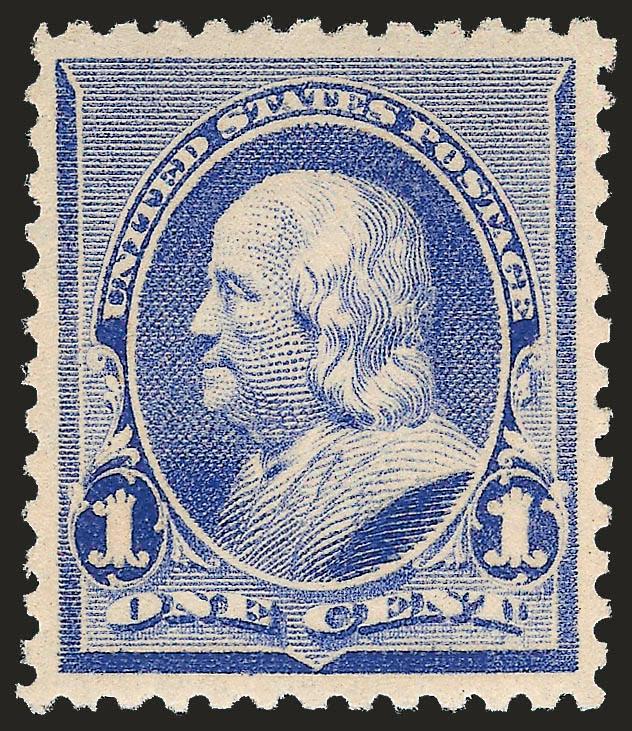 1c Dull Blue (219).> Mint N.H., brilliant color on bright paper, detailed impression, choice centering with wide and balanced margins, fresh and Extremely Fine, with 2000 P.F. certificate