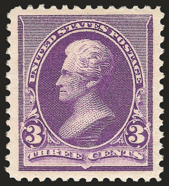 3c Purple (221).> Mint N.H., pretty shade, balanced Jumbo margins<><>^EXTREMELY FINE GEM. A PARTICULARLY WIDE-MARGINED EXAMPLE OF THE 3-CENT 1890 ISSUE.^<><>With 1986 and 2000 P.F. and 2008 P.S.E. certificates
(XF-Superb 95 Jumbo). Only one has g
