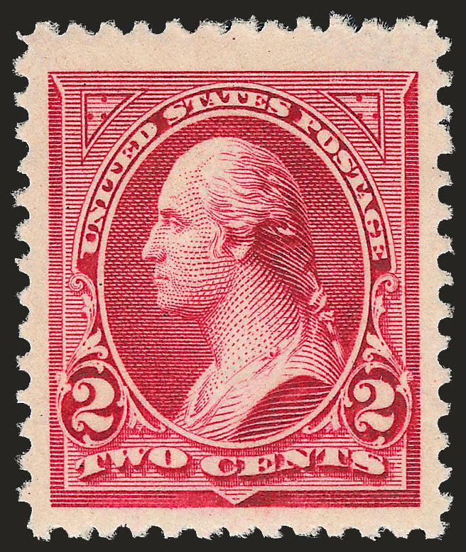 2c Carmine, Ty. III (252).> Mint N.H., Jumbo margins, deep shade and proof-like impression, Very Fine and choice, with 1992 P.F. certificate
