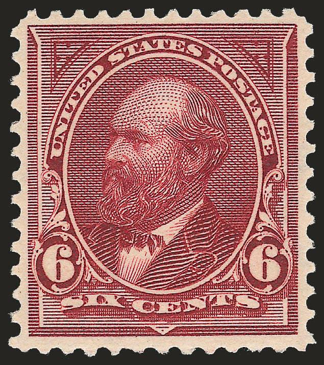 6c Purple Lake (282a).> Mint N.H., exceptionally well-centered, gorgeous purplish color, Very Fine and choice, with 1994 P.F. certificate