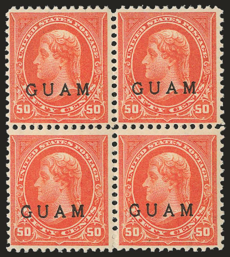 1899, 50c Orange (11).> Block of four, dried tropical gum, fresh, vivid color, Fine-Very Fine and attractive