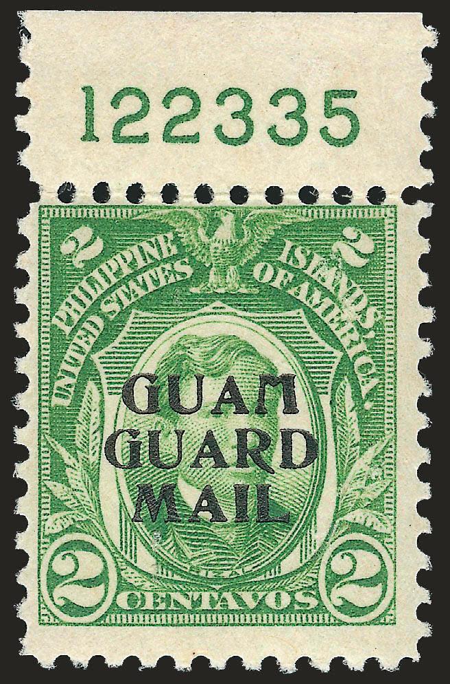 1930, 2c Green, Guard Mail (M1).> With top plate no. 122335 selvage, lightly hinged, Fine, with 1976 P.F. certificate