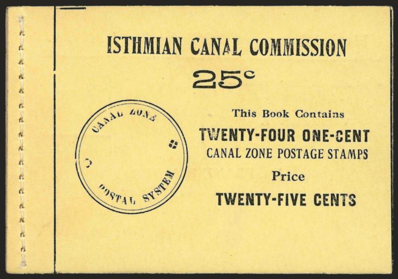 1909, 1c Dark Green & Black, Ovpt. Reading Up, Booklet Pane of Six, Handmade, Perf Margins (31c).> Four Mint N.H. panes with interleaving, Position G, sewn into yellow colored booklet, back cover is inverted in
relation to the panes and also the fron