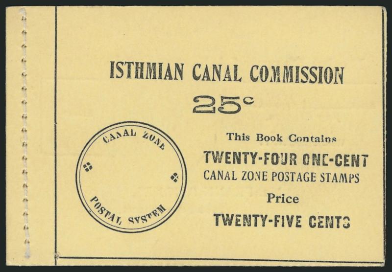 1909, 1c Dark Green & Black, Ovpt. Reading Up, Booklet Pane of Six, Handmade, Perf Margins (31c).> Complete booklet of four panes and interleaving, horizontal format with tabs at right and sewn into booklet
inverted in relation to the cover, back cov