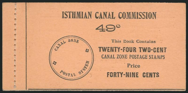 1912, 2c Vermilion & Black, Booklet Pane of Six, Handmade Perf Margins (39g).> Complete booklet of four panes with interleaving, vertical format with tabs at bottom, fresh and Very Fine, a scarce complete
booklet, Scott Retail as four panes