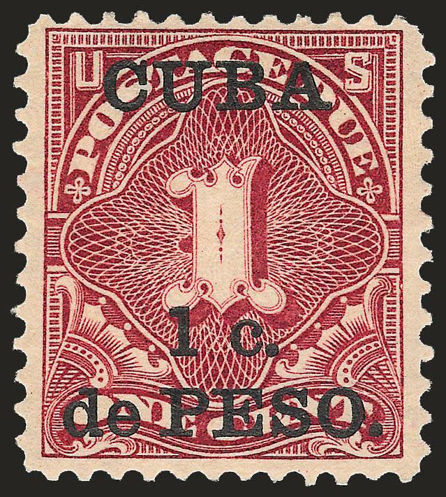 1900, 1c on 1c Deep Claret, Postage Due, Special Printing (J1SP).> Original gum, h.r., Very Fine, with 1979 P.F. certificate