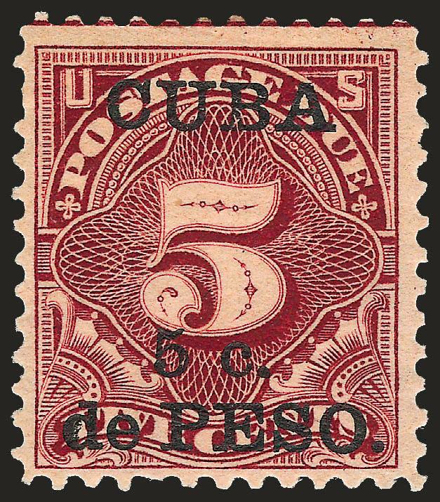 1900, 5c on 5c Deep Claret, Postage Due, Special Printing (J3SP).> Original gum, couple trivial nibbed perfs, otherwise Fine, with 1979 P.F. certificate