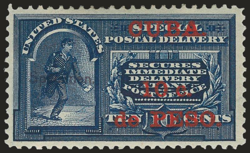 1899, 10c on 10c Blue, Special Delivery (E1S).> Part original gum, deep rich color on bright paper, clear Specimen handstamp at left, small thin spot at center, Very Fine appearance, scarce